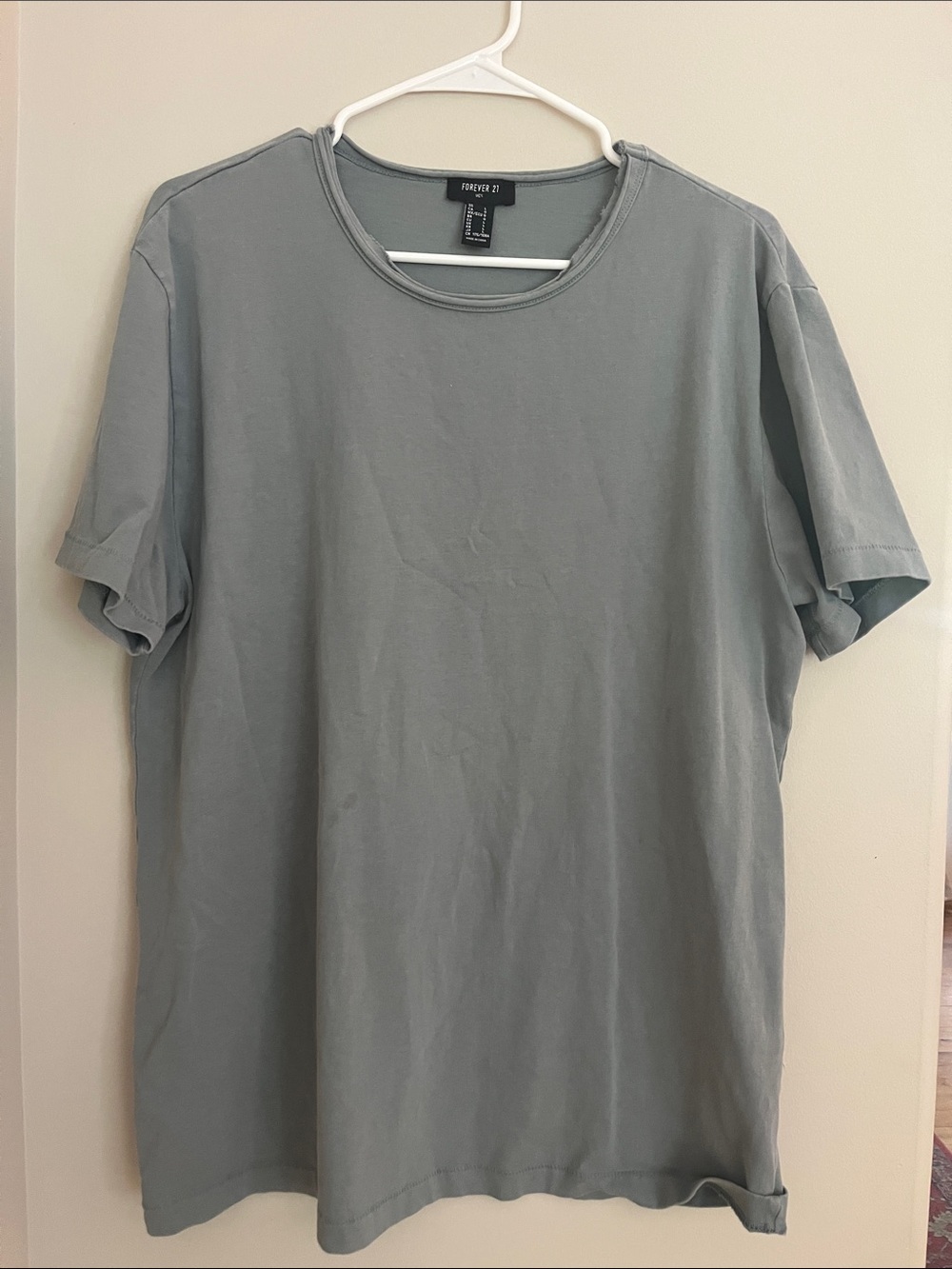 Forever 21 Men's Short Sleeve Crewneck T-Shirt - Light Gray/Blue